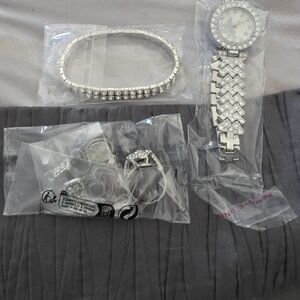 Silver Watch and Bracelet Set